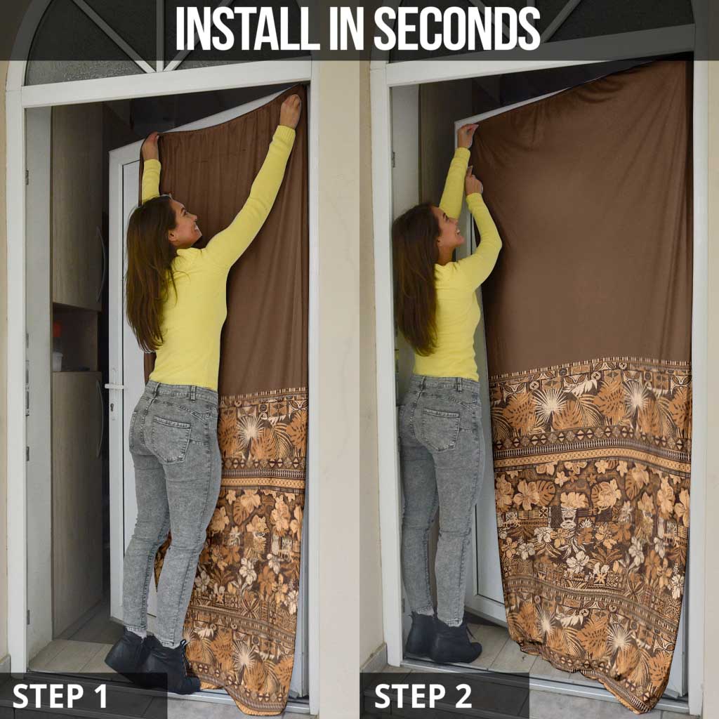 Hawaiian Tribal Elements Hibiscus Door Cover Gold Pattern - Polynesian Pride