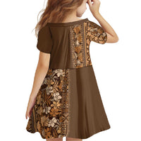 Hawaiian Tribal Elements Hibiscus Family Matching Mermaid Dress and Hawaiian Shirt Gold Pattern - Polynesian Pride