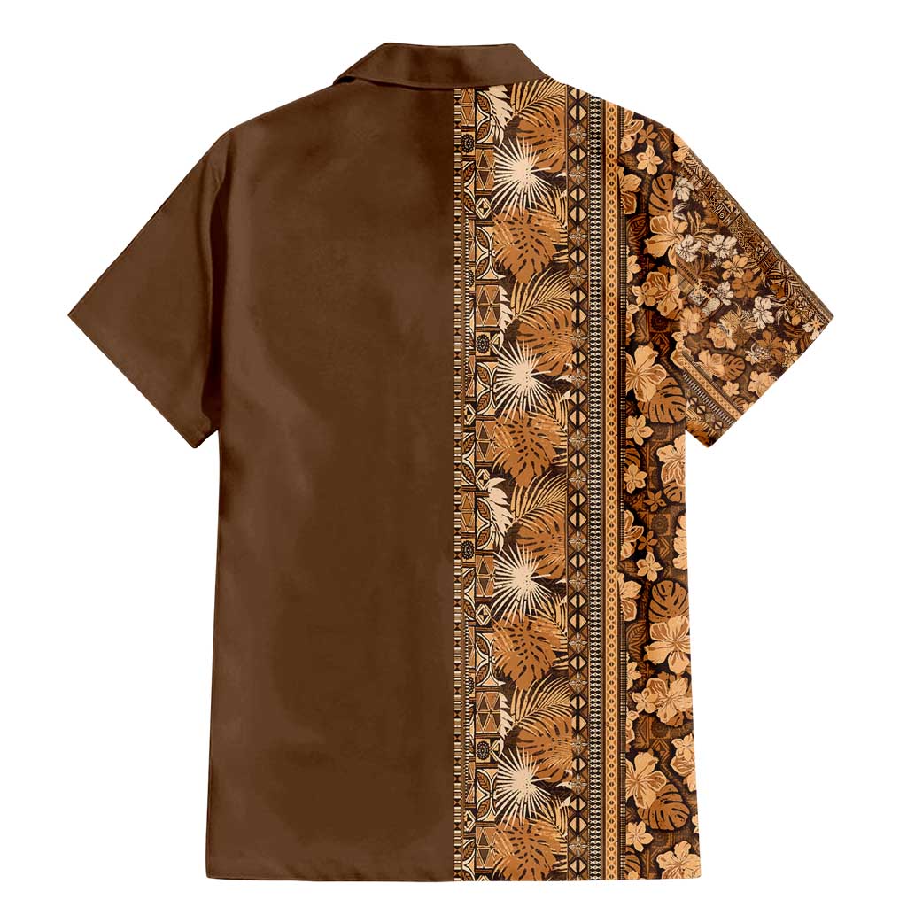 Hawaiian Tribal Elements Hibiscus Family Matching Mermaid Dress and Hawaiian Shirt Gold Pattern - Polynesian Pride