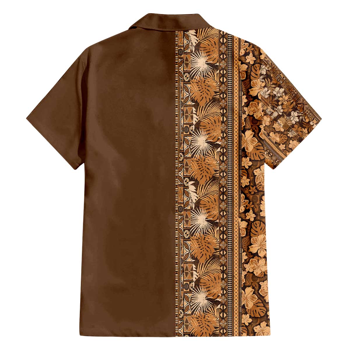 Hawaiian Tribal Elements Hibiscus Family Matching Off The Shoulder Long Sleeve Dress and Hawaiian Shirt Gold Pattern - Polynesian Pride