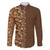 Hawaiian Tribal Elements Hibiscus Family Matching Off The Shoulder Long Sleeve Dress and Hawaiian Shirt Gold Pattern - Polynesian Pride