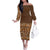 Hawaiian Tribal Elements Hibiscus Family Matching Off The Shoulder Long Sleeve Dress and Hawaiian Shirt Gold Pattern - Polynesian Pride
