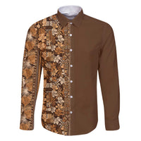 Hawaiian Tribal Elements Hibiscus Family Matching Puletasi and Hawaiian Shirt Gold Pattern - Polynesian Pride