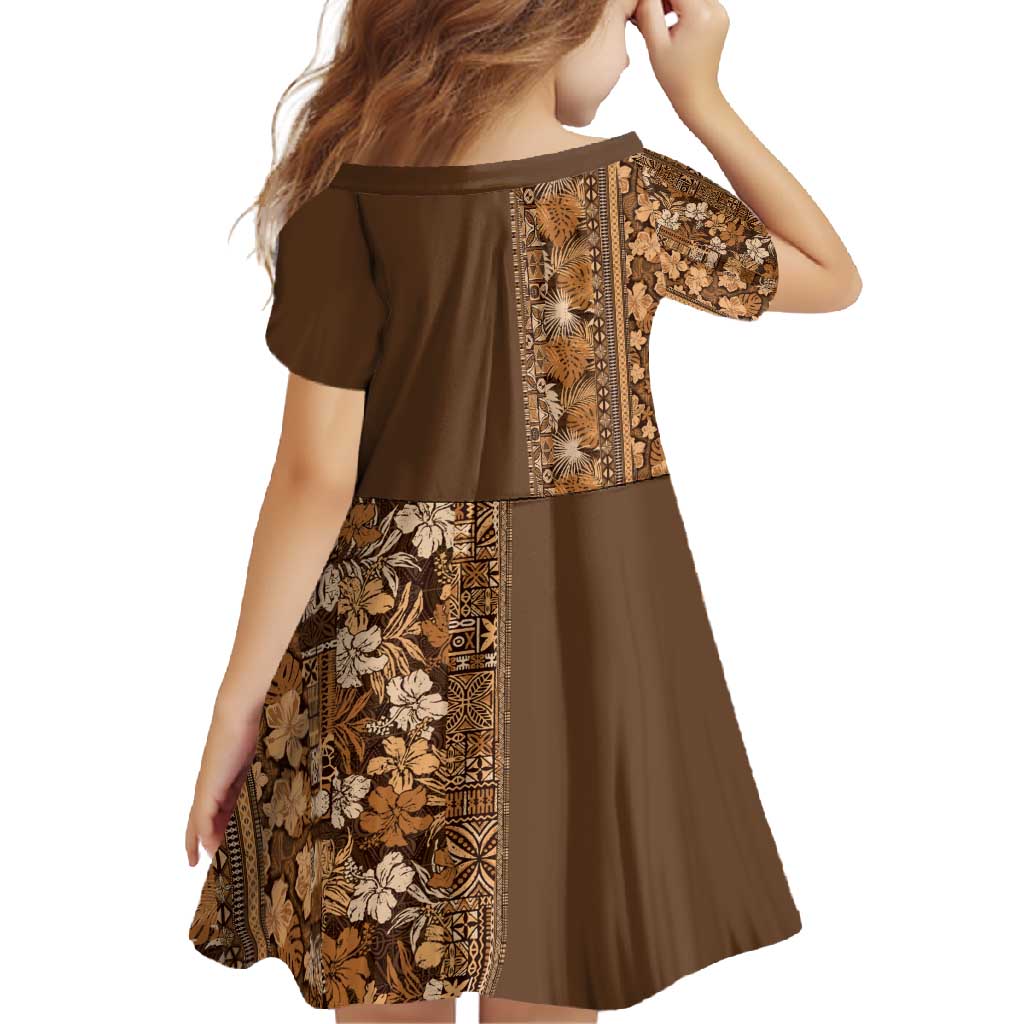 Hawaiian Tribal Elements Hibiscus Family Matching Tank Maxi Dress and Hawaiian Shirt Gold Pattern - Polynesian Pride