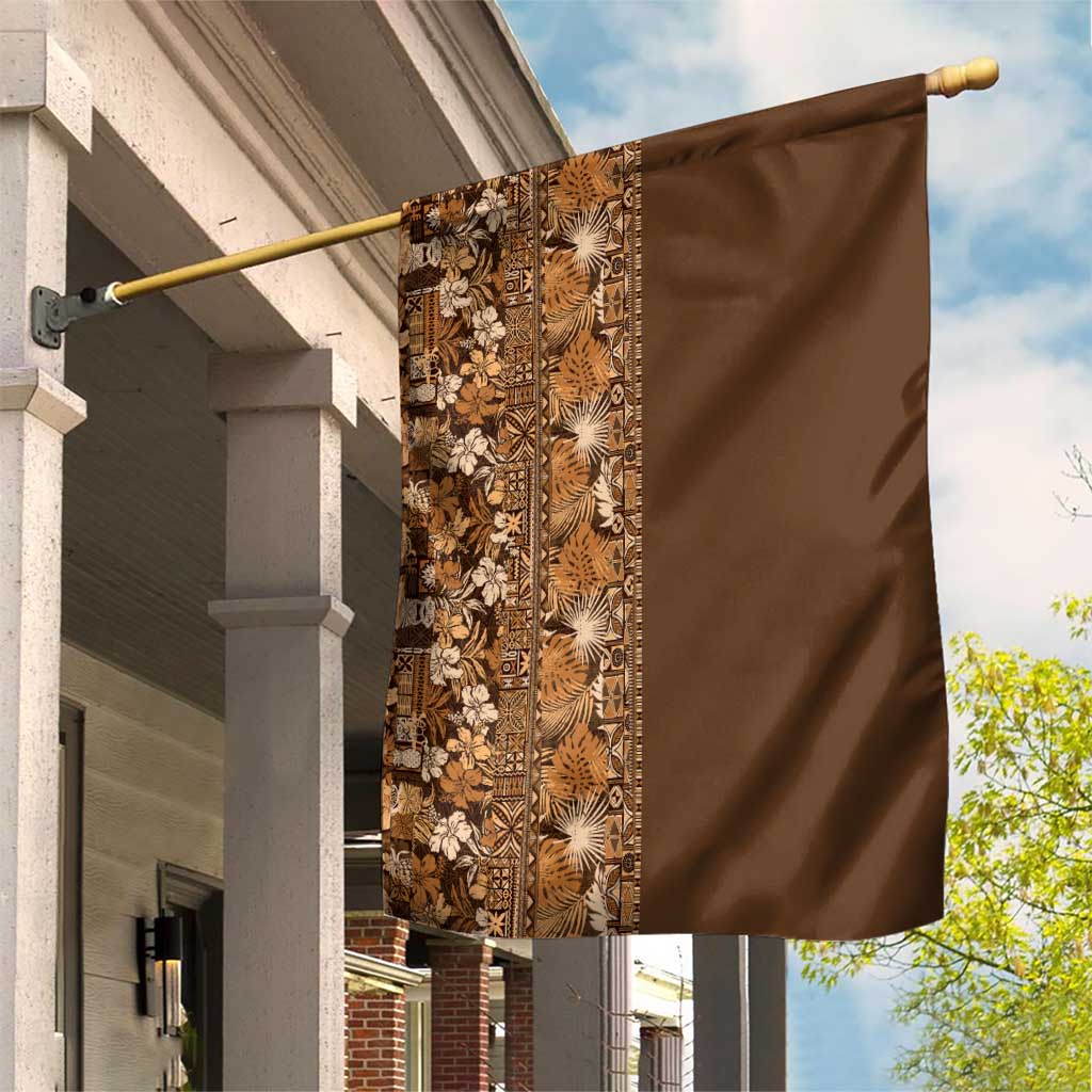 Hawaiian Tribal Elements Hibiscus Garden Flag Gold Pattern - Polynesian Pride