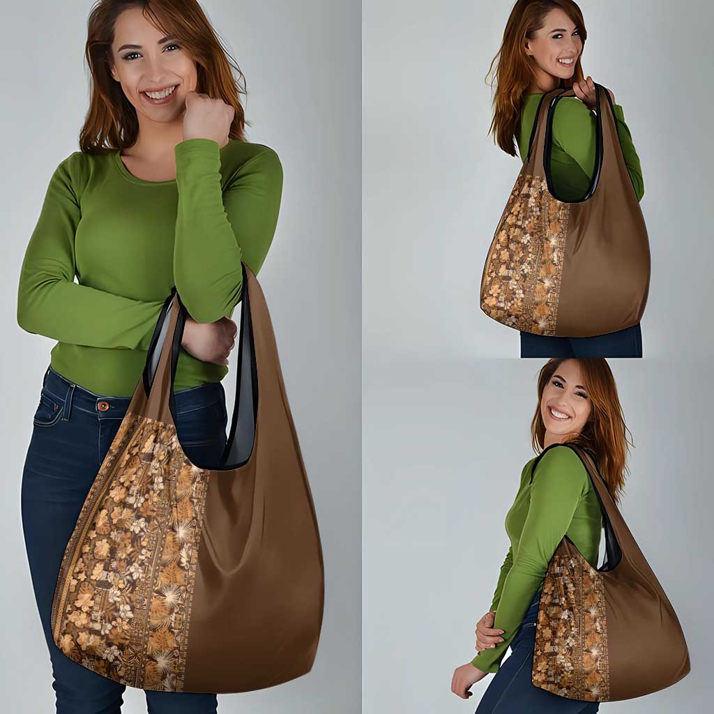 Hawaiian Tribal Elements Hibiscus Grocery Bag Gold Pattern - Polynesian Pride