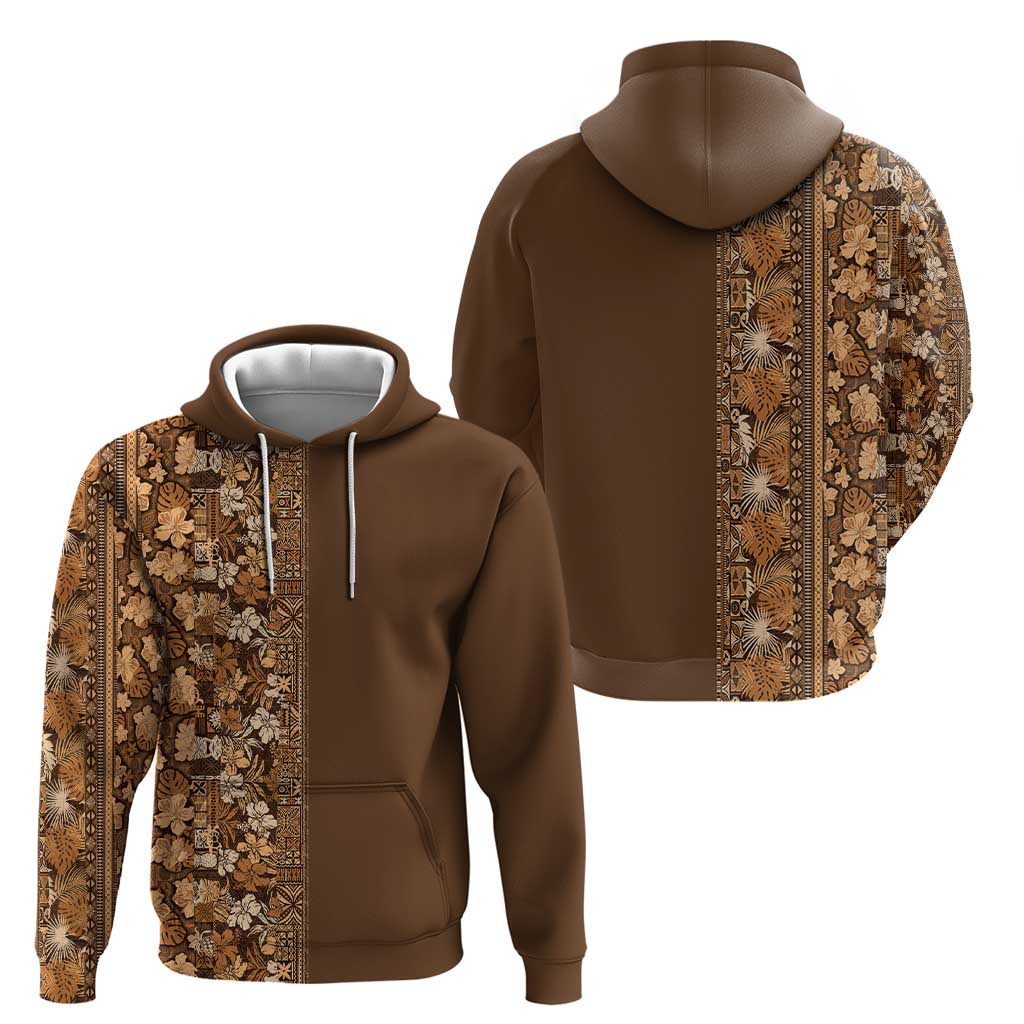 Hawaiian Tribal Elements Hibiscus Hoodie Gold Pattern - Polynesian Pride