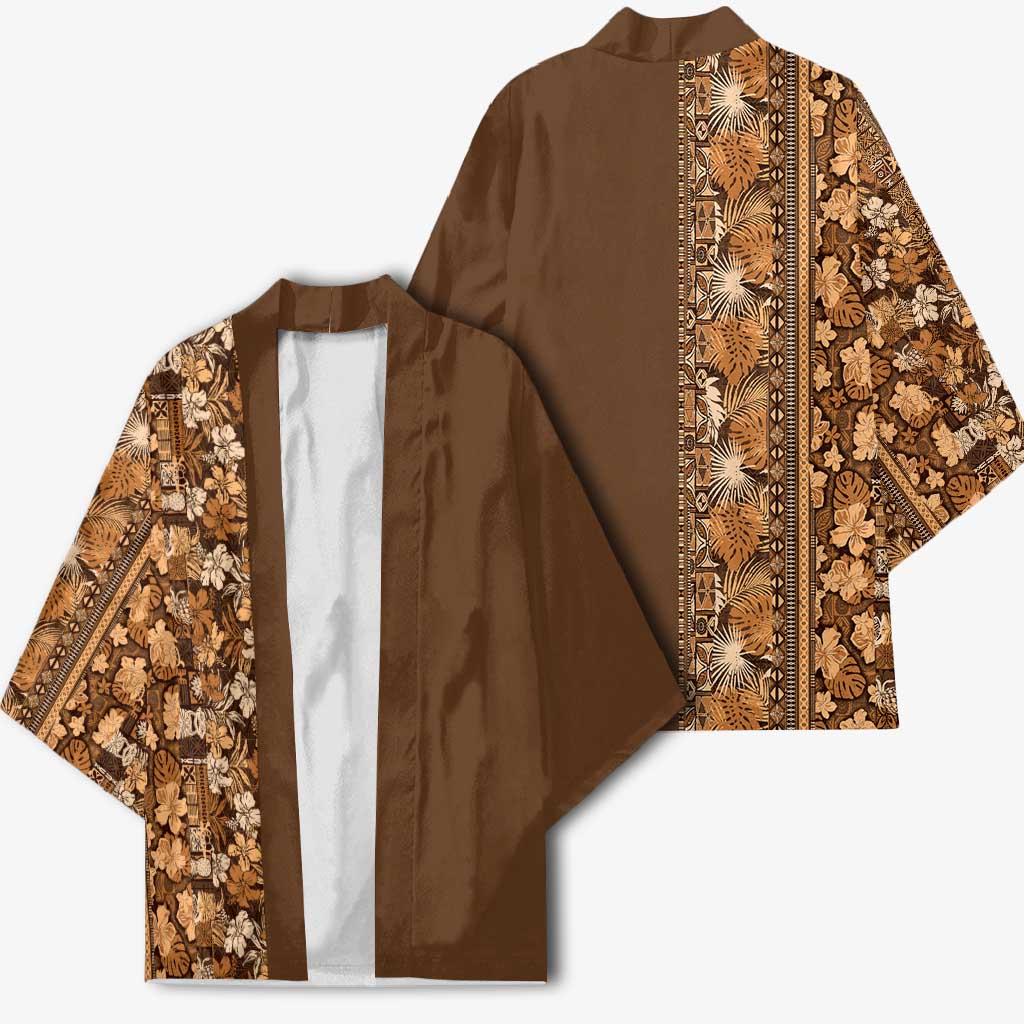 Hawaiian Tribal Elements Hibiscus Kimono Gold Pattern LT9 - Polynesian Pride