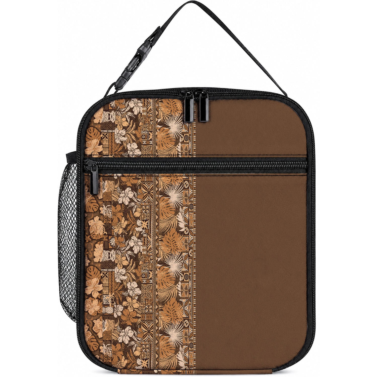 Hawaiian Tribal Elements Hibiscus Lunch Bag Gold Pattern LT9 10.2 × 8.3 × 4.3 inch Gold - Polynesian Pride