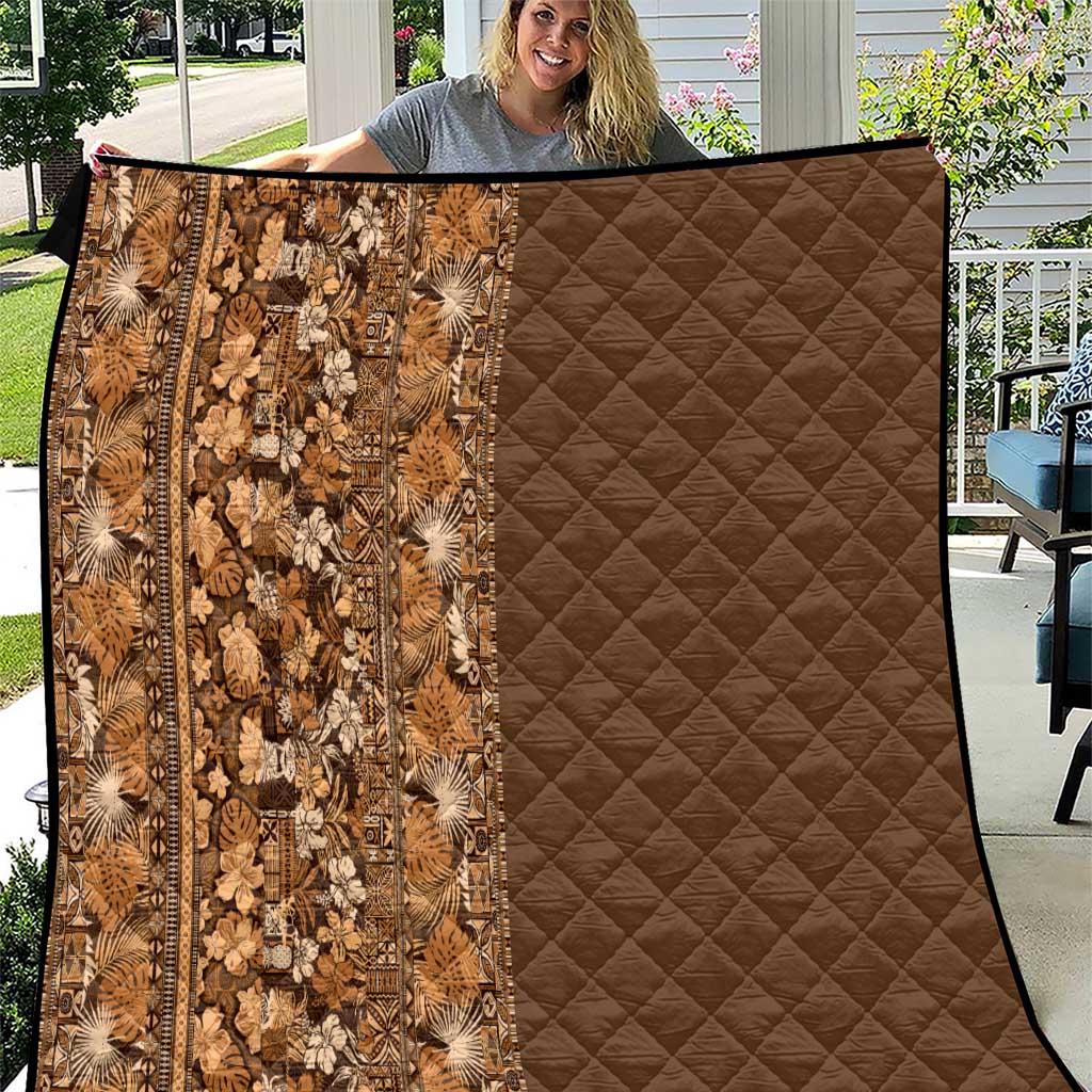 Hawaiian Tribal Elements Hibiscus Quilt Gold Pattern - Polynesian Pride