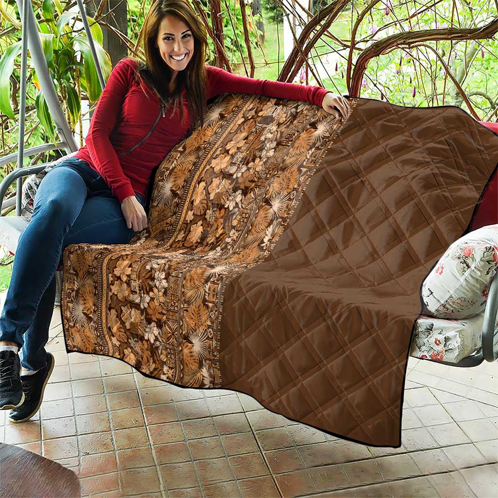Hawaiian Tribal Elements Hibiscus Quilt Gold Pattern - Polynesian Pride