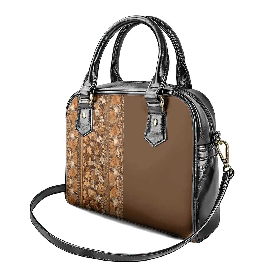 Hawaiian Tribal Elements Hibiscus Shoulder Handbag Gold Pattern - Polynesian Pride