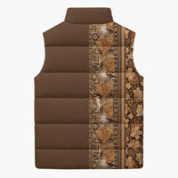 Hawaiian Tribal Elements Hibiscus Sleeveless Puffer Jacket Gold Pattern - Polynesian Pride
