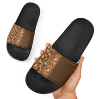 Hawaiian Tribal Elements Hibiscus Slide Sandals Gold Pattern - Polynesian Pride