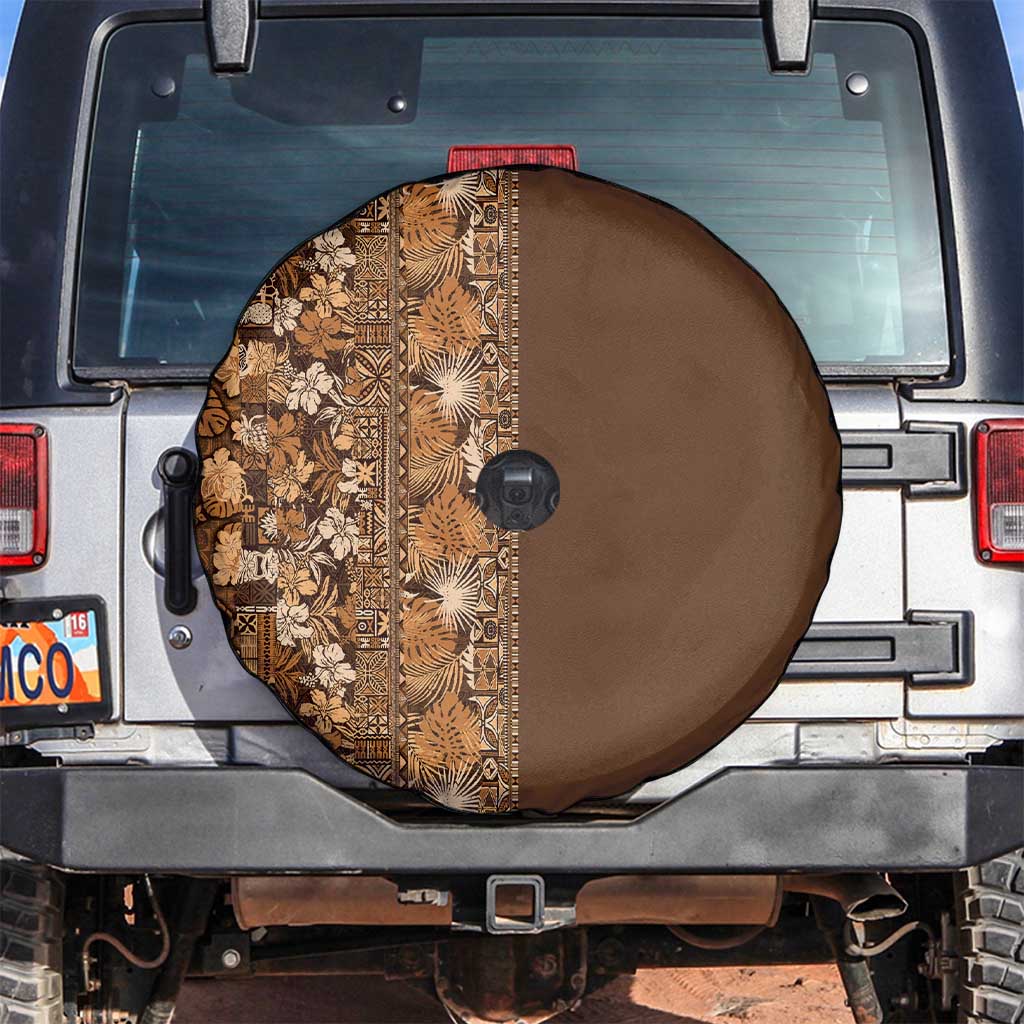 Hawaiian Tribal Elements Hibiscus Spare Tire Cover Gold Pattern - Polynesian Pride