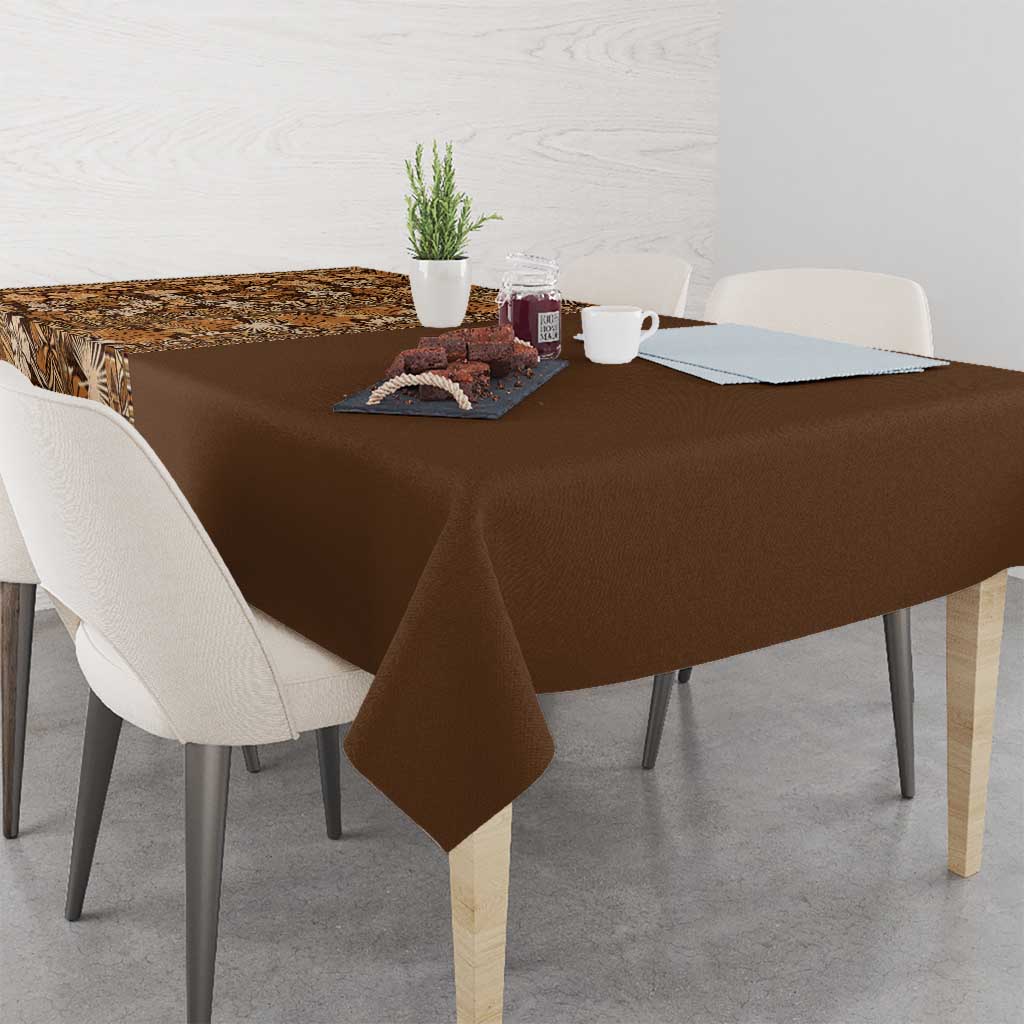 Hawaiian Tribal Elements Hibiscus Tablecloth Gold Pattern - Polynesian Pride