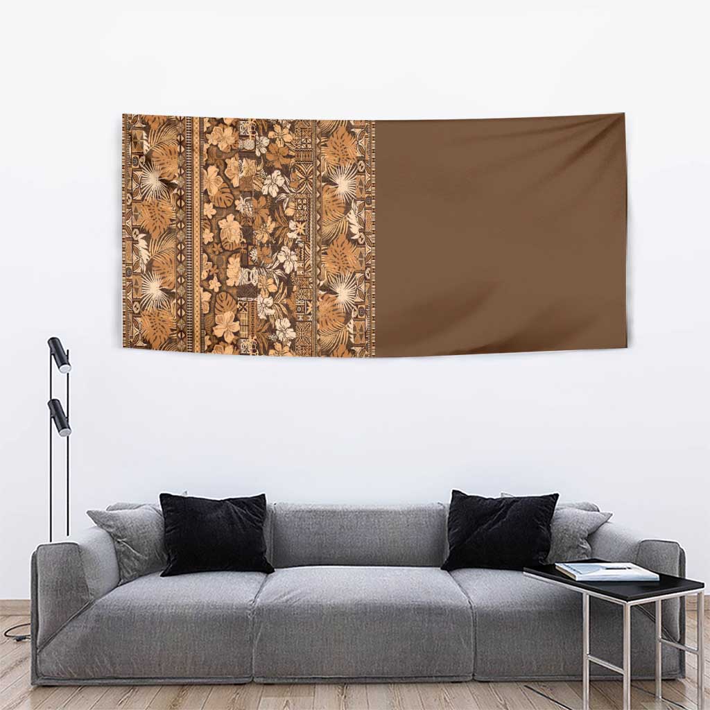 Hawaiian Tribal Elements Hibiscus Tapestry Gold Pattern - Polynesian Pride