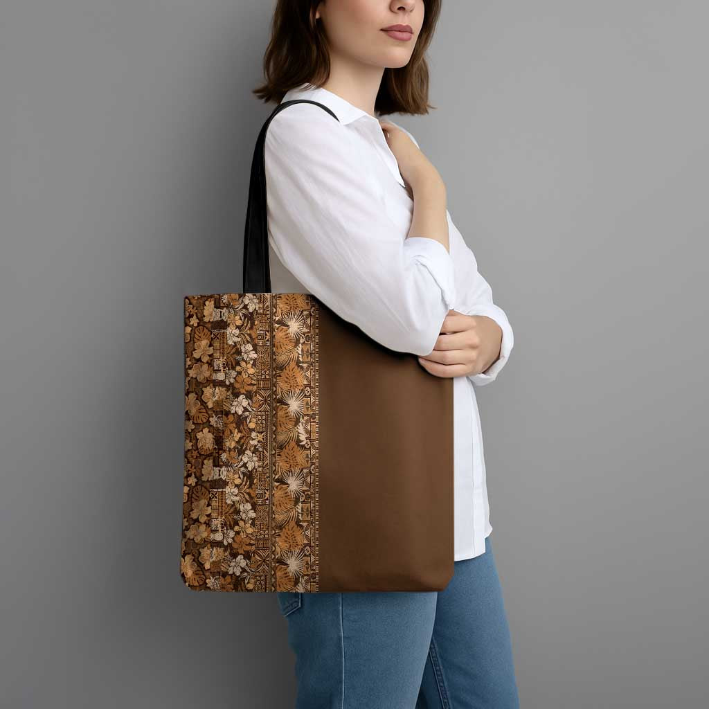 Hawaiian Tribal Elements Hibiscus Tote Bag Gold Pattern - Polynesian Pride