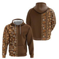 Hawaiian Tribal Elements Hibiscus Zip Hoodie Gold Pattern - Polynesian Pride