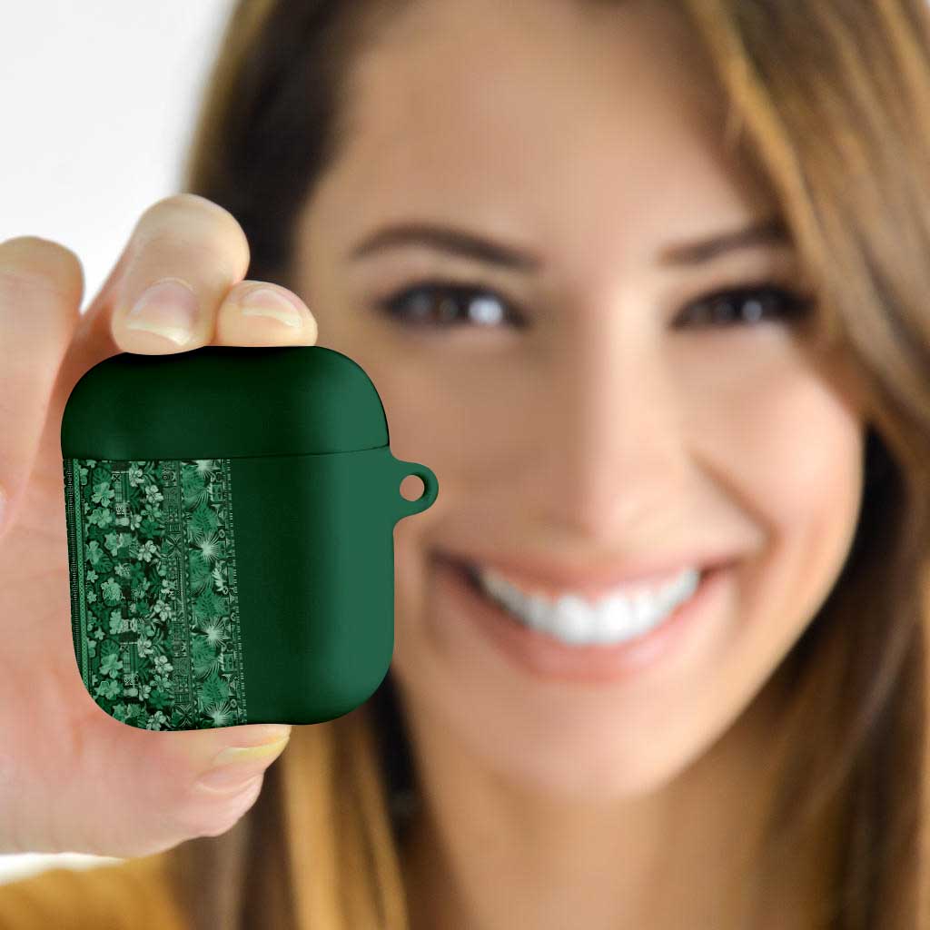 Hawaiian Tribal Elements Hibiscus AirPods Case Green Pattern - Polynesian Pride