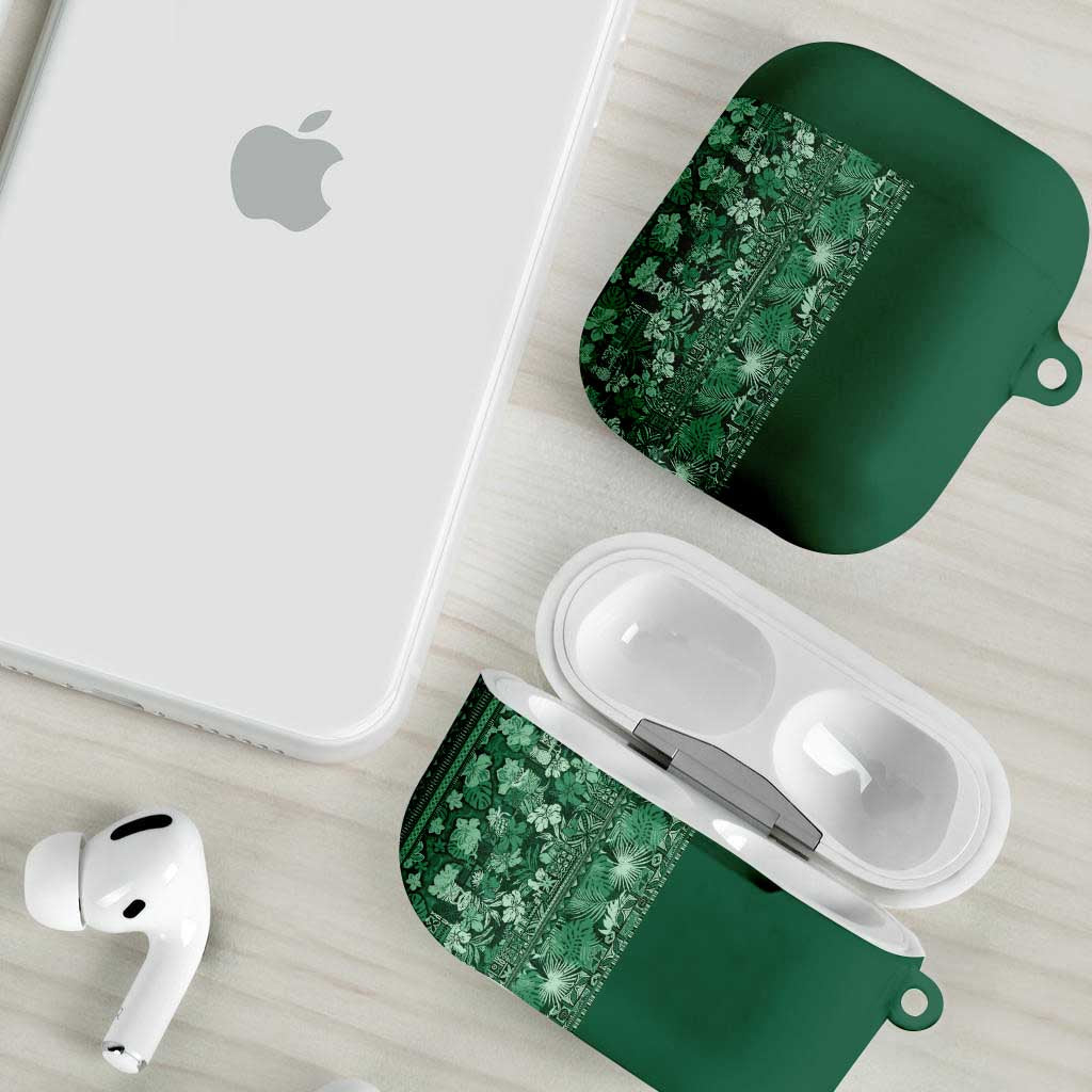Hawaiian Tribal Elements Hibiscus AirPods Case Green Pattern - Polynesian Pride
