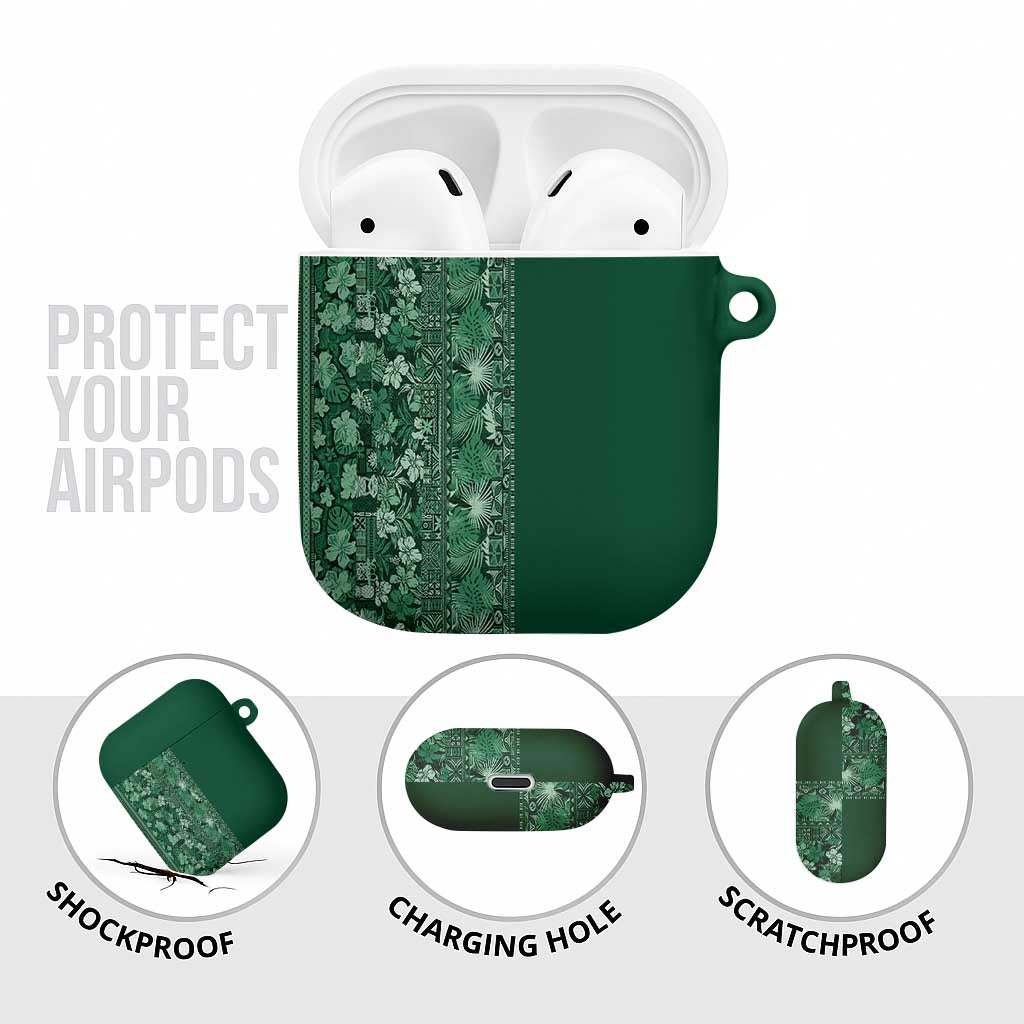 Hawaiian Tribal Elements Hibiscus AirPods Case Green Pattern - Polynesian Pride