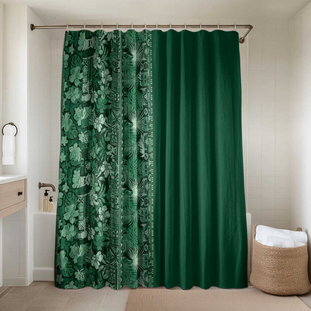 Hawaiian Tribal Elements Hibiscus Bathroom Set Green Pattern - Polynesian Pride