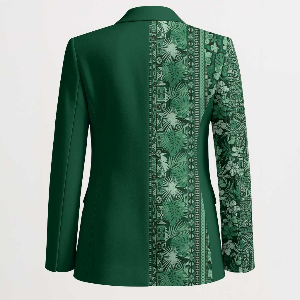 Hawaiian Tribal Elements Hibiscus Blazer Green Pattern - Polynesian Pride