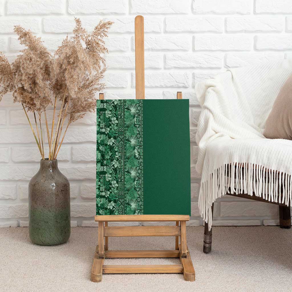 Hawaiian Tribal Elements Hibiscus Canvas Wall Art Green Pattern - Polynesian Pride