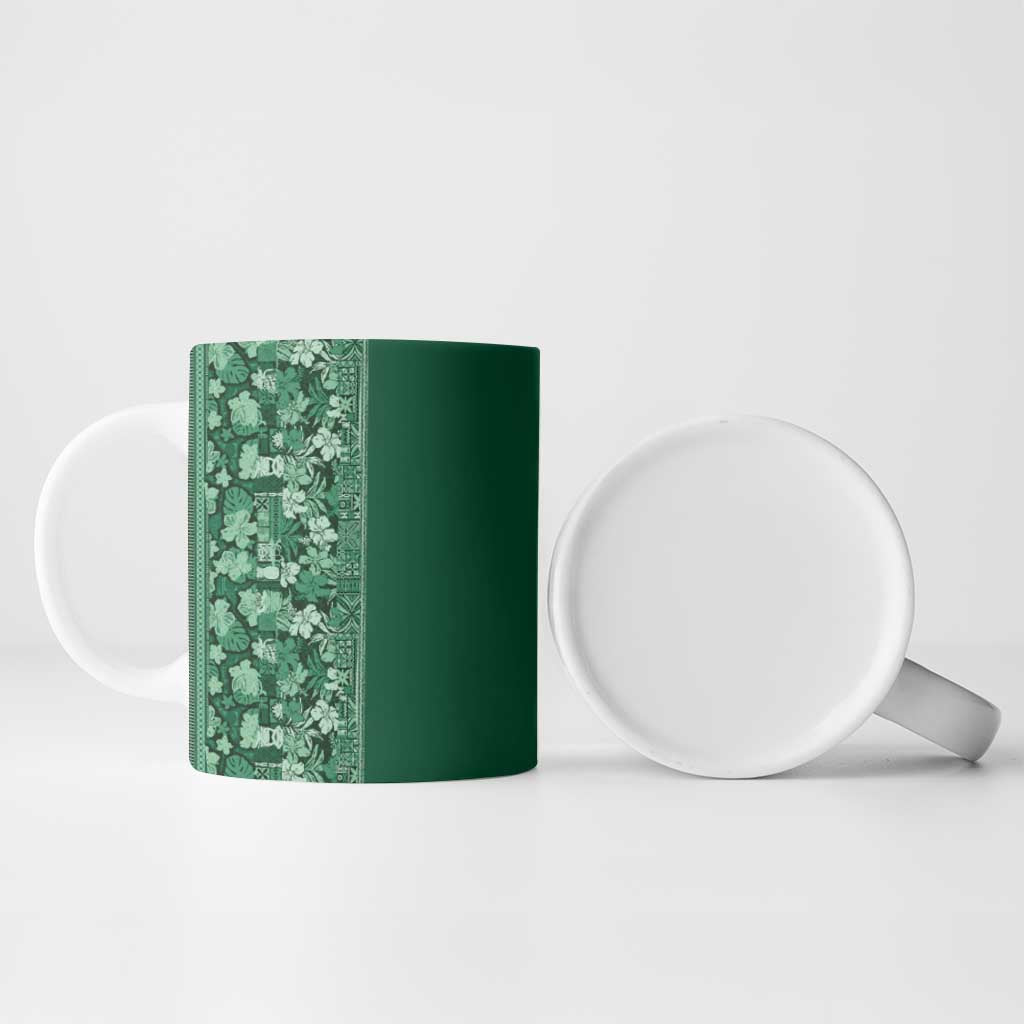 Hawaiian Tribal Elements Hibiscus Ceramic Mug Green Pattern - Polynesian Pride