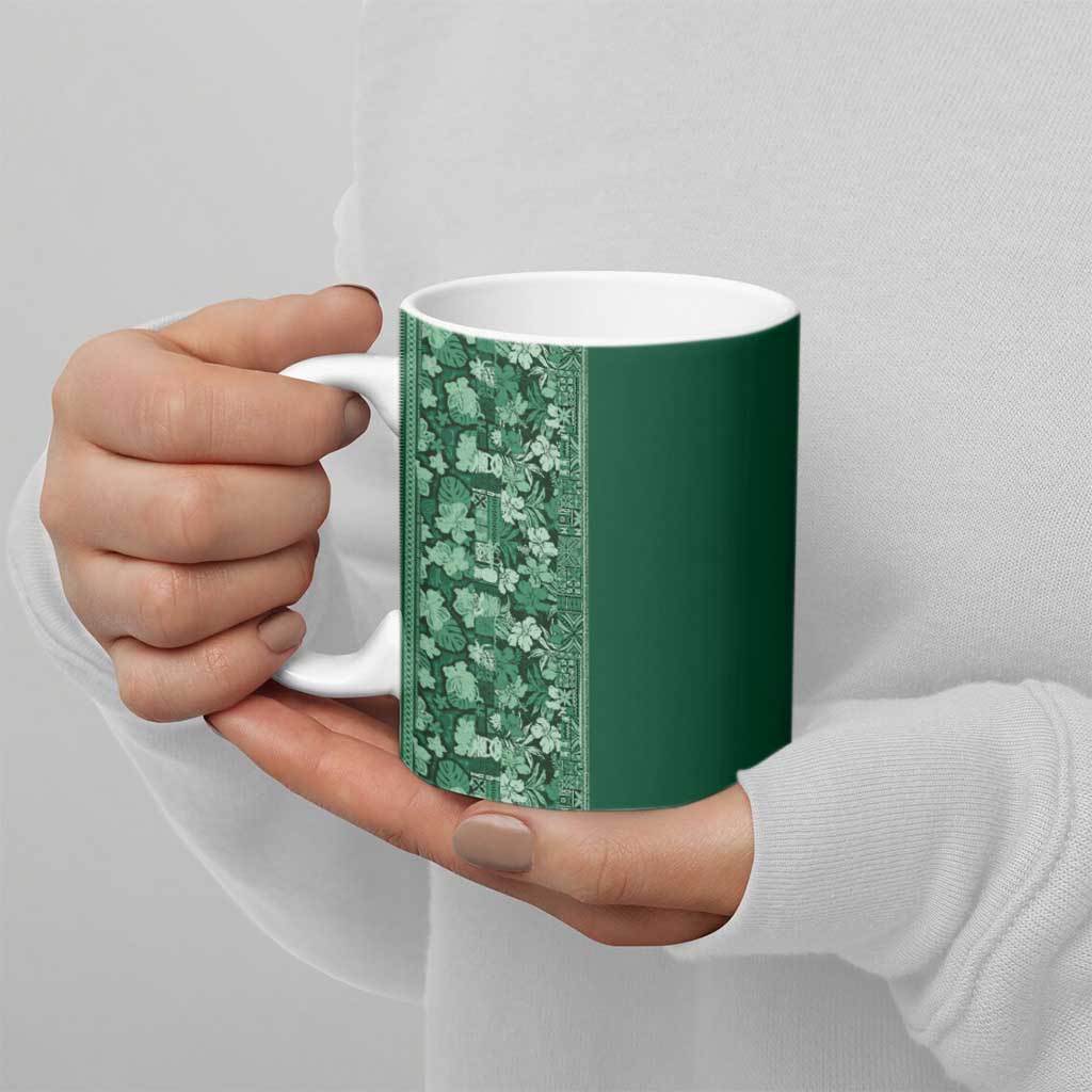 Hawaiian Tribal Elements Hibiscus Ceramic Mug Green Pattern - Polynesian Pride