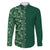 Hawaiian Tribal Elements Hibiscus Family Matching Off The Shoulder Long Sleeve Dress and Hawaiian Shirt Green Pattern - Polynesian Pride