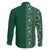 Hawaiian Tribal Elements Hibiscus Family Matching Off The Shoulder Long Sleeve Dress and Hawaiian Shirt Green Pattern - Polynesian Pride