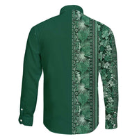 Hawaiian Tribal Elements Hibiscus Family Matching Short Sleeve Bodycon Dress and Hawaiian Shirt Green Pattern - Polynesian Pride