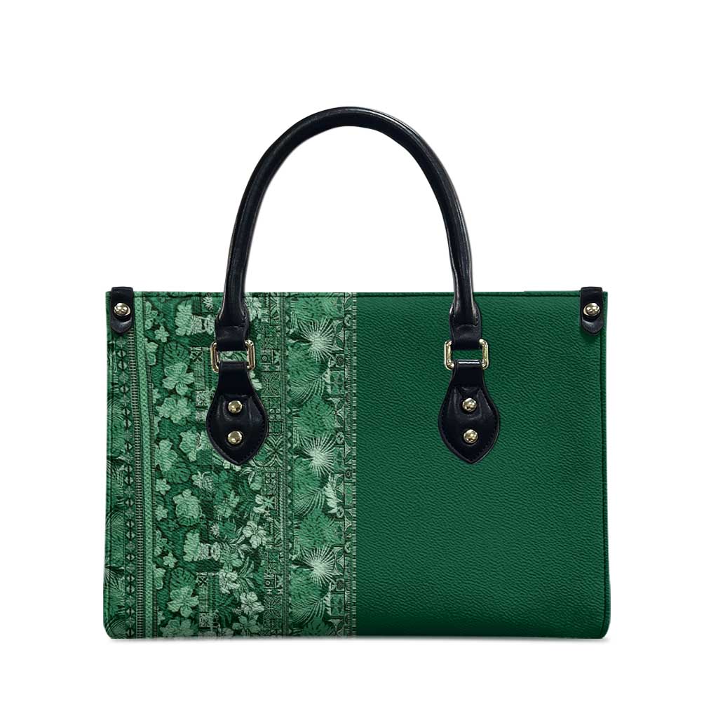 Hawaiian Tribal Elements Hibiscus Leather Bag Green Pattern - Polynesian Pride