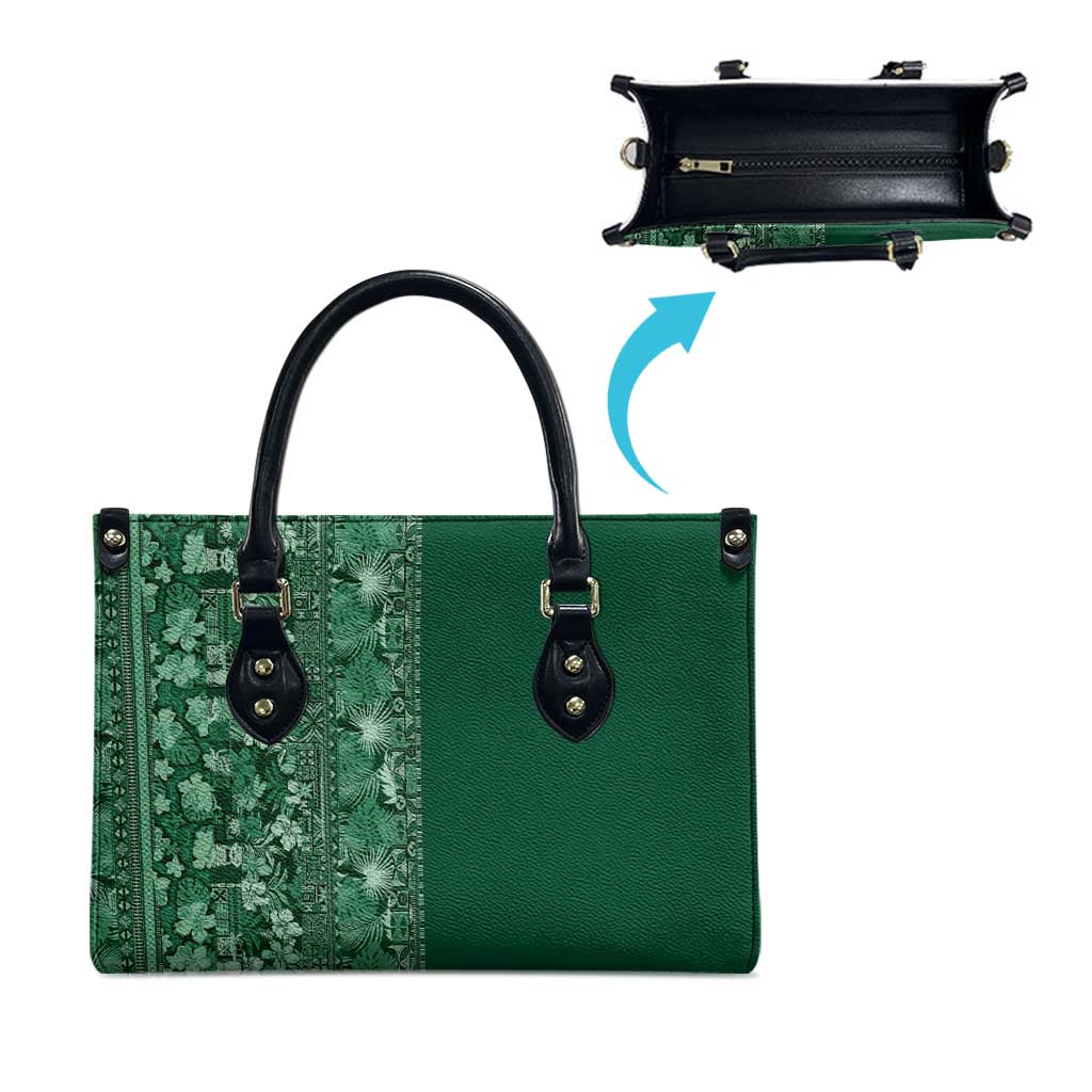 Hawaiian Tribal Elements Hibiscus Leather Bag Green Pattern - Polynesian Pride