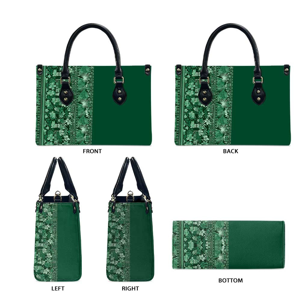 Hawaiian Tribal Elements Hibiscus Leather Bag Green Pattern - Polynesian Pride