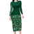 Hawaiian Tribal Elements Hibiscus Long Sleeve Bodycon Dress Green Pattern - Polynesian Pride