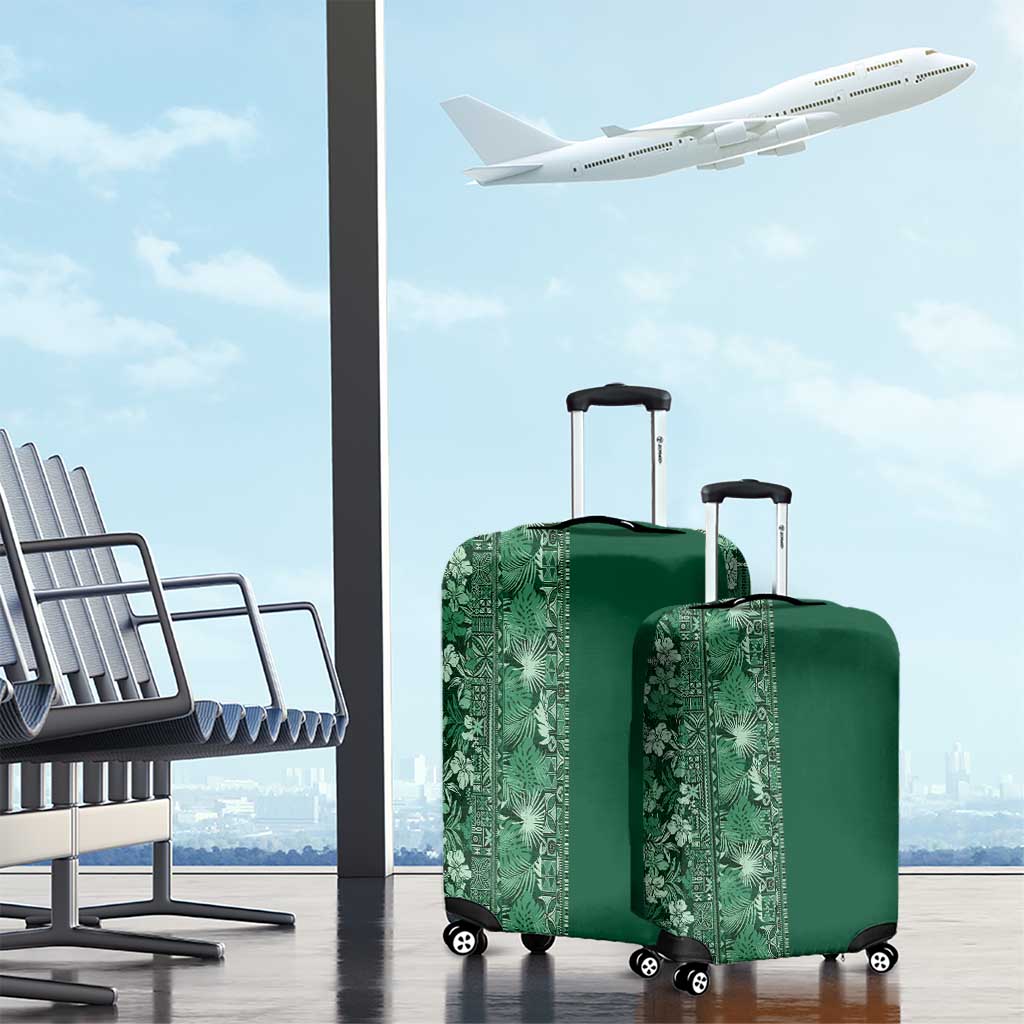 Hawaiian Tribal Elements Hibiscus Luggage Cover Green Pattern - Polynesian Pride