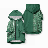 Hawaiian Tribal Elements Hibiscus Pet Hoodie Green Pattern LT9 Zip-up Green - Polynesian Pride