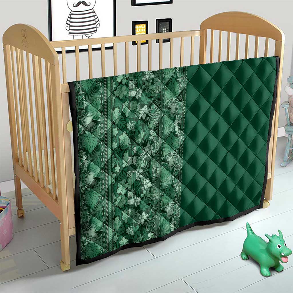 Hawaiian Tribal Elements Hibiscus Quilt Green Pattern - Polynesian Pride