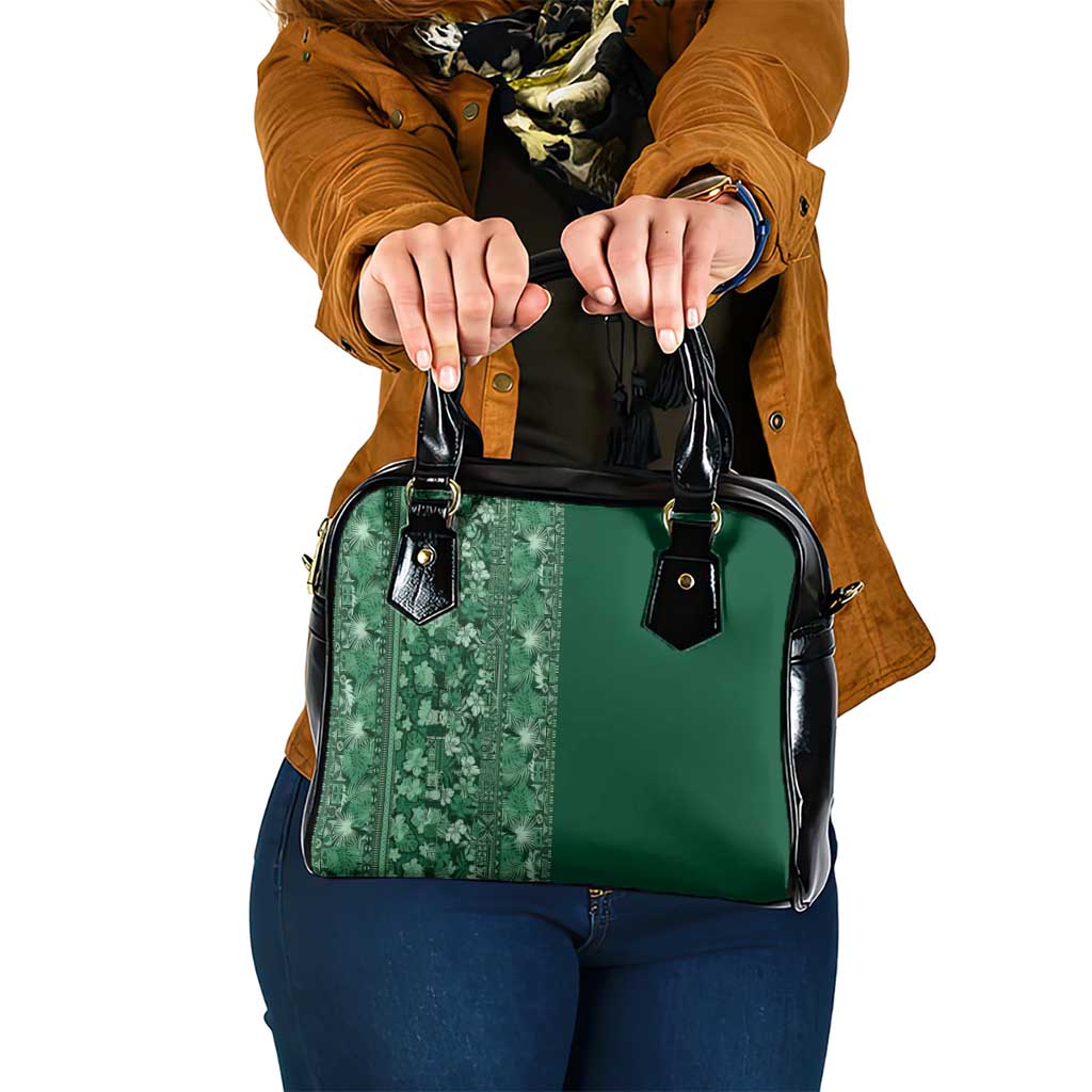 Hawaiian Tribal Elements Hibiscus Shoulder Handbag Green Pattern - Polynesian Pride