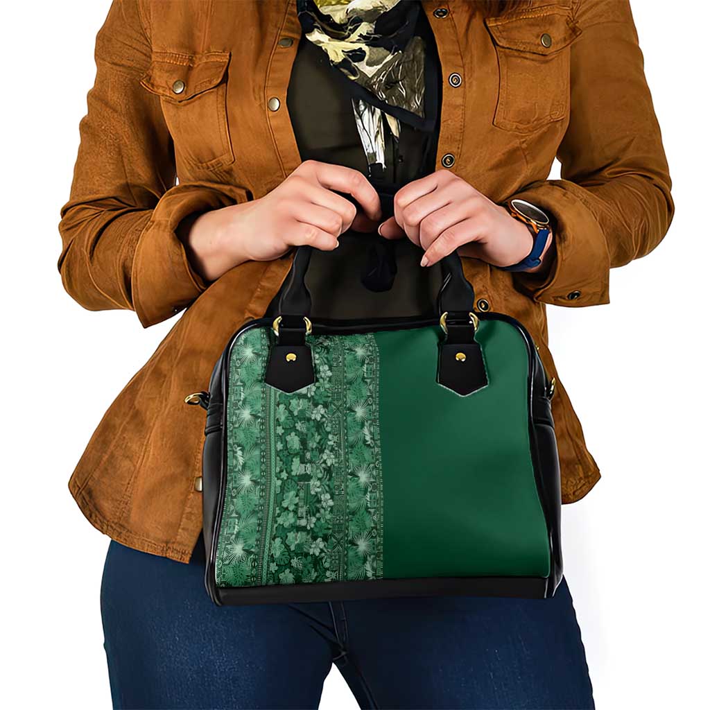 Hawaiian Tribal Elements Hibiscus Shoulder Handbag Green Pattern - Polynesian Pride