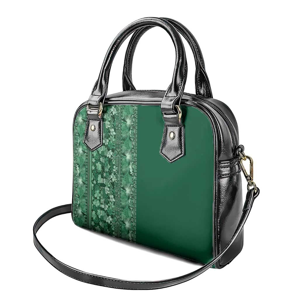 Hawaiian Tribal Elements Hibiscus Shoulder Handbag Green Pattern - Polynesian Pride