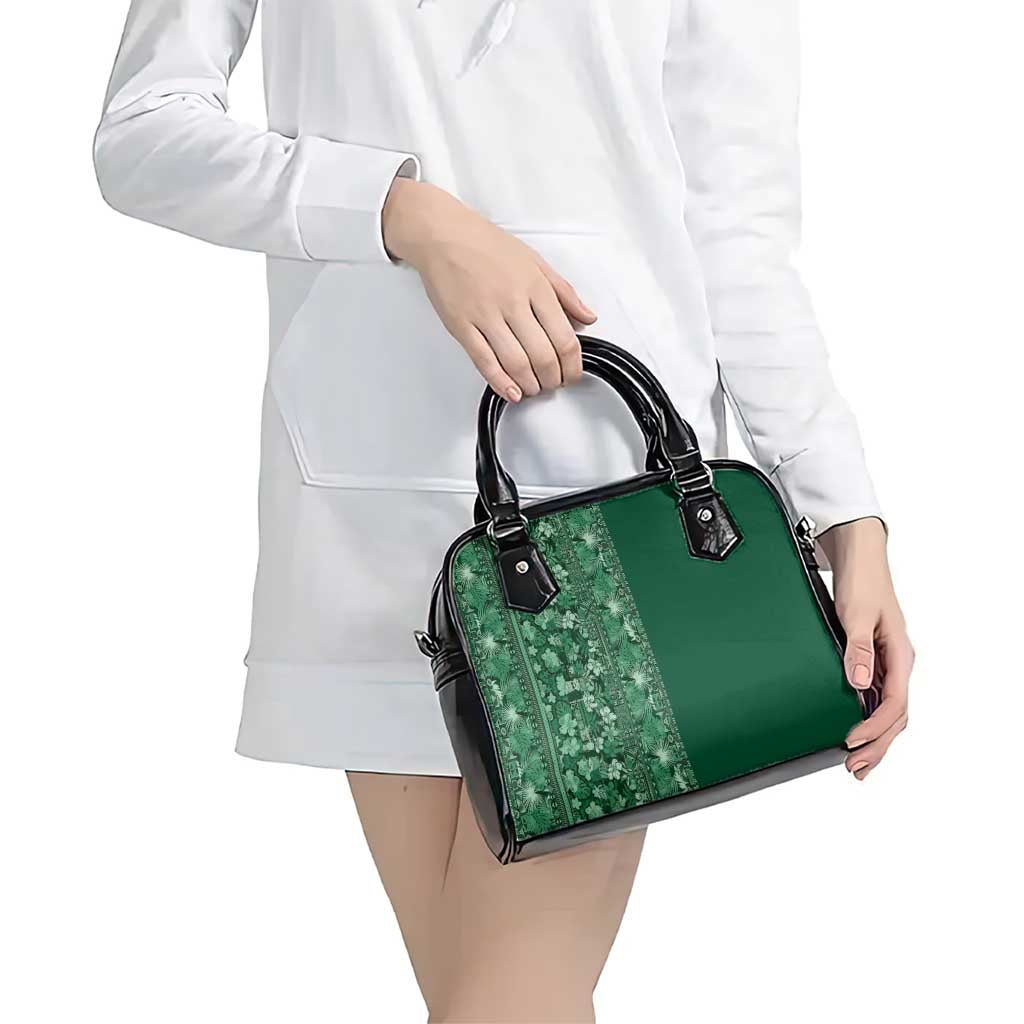 Hawaiian Tribal Elements Hibiscus Shoulder Handbag Green Pattern - Polynesian Pride