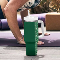 Hawaiian Tribal Elements Hibiscus Tumbler With Handle Green Pattern - Polynesian Pride