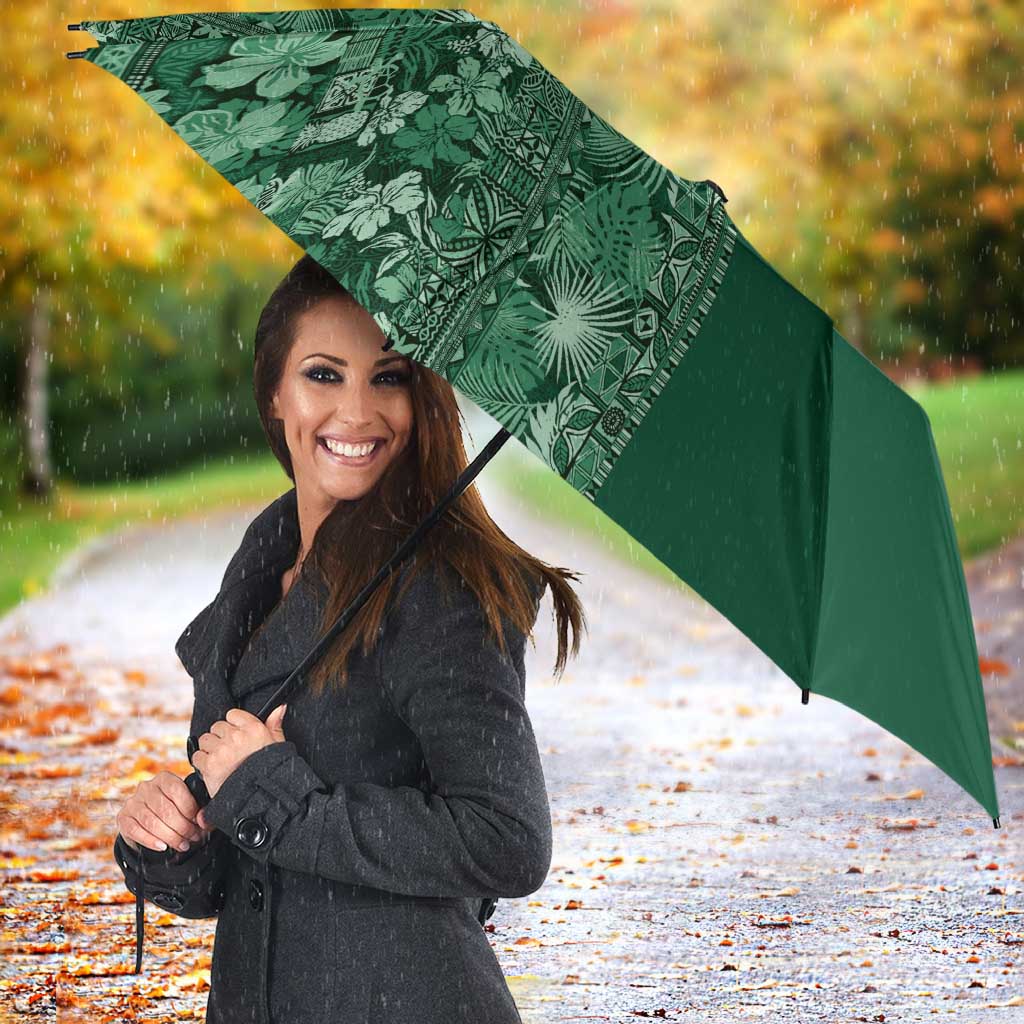 Hawaiian Tribal Elements Hibiscus Umbrella Green Pattern - Polynesian Pride