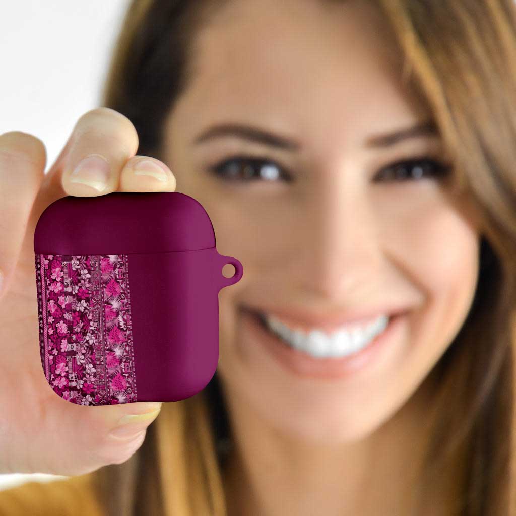 Hawaiian Tribal Elements Hibiscus AirPods Case Pink Pattern - Polynesian Pride