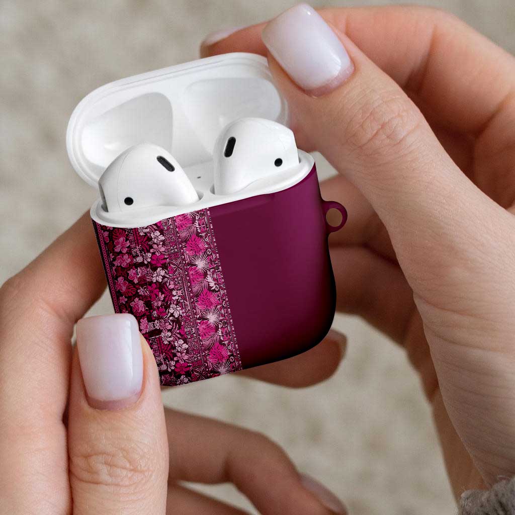 Hawaiian Tribal Elements Hibiscus AirPods Case Pink Pattern - Polynesian Pride