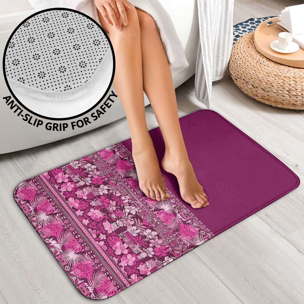 Hawaiian Tribal Elements Hibiscus Bathroom Set Pink Pattern - Polynesian Pride